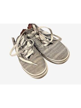 Vans Women’s Gray Low-Top Lace-Up Sneakers Size 7.5 Casual Striped Canvas